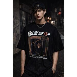 Dumbgood Friday The 13th Jason Graphic Tee Black Horror Streetwear Shirt 2XL
